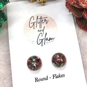 Christmas glitter stud earrings